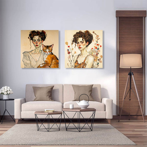 Egon SCHIELE Inspired Woman's Portrait