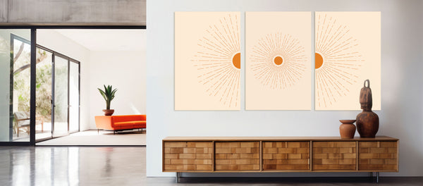 Sun, Mid-century Art Set of 3