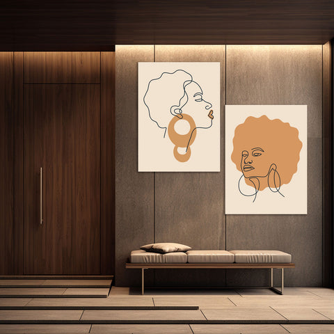 Elegant Afro Women Portraits, ART Set of 2