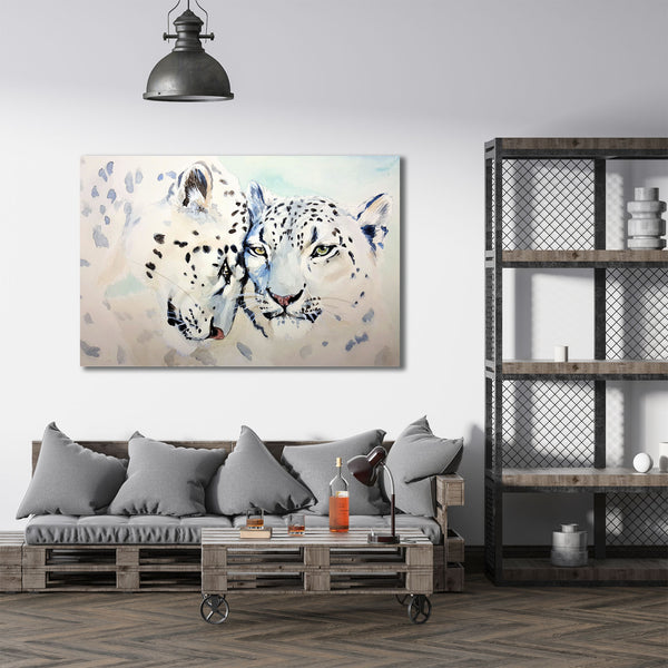 Snow Leopards, Watercolor