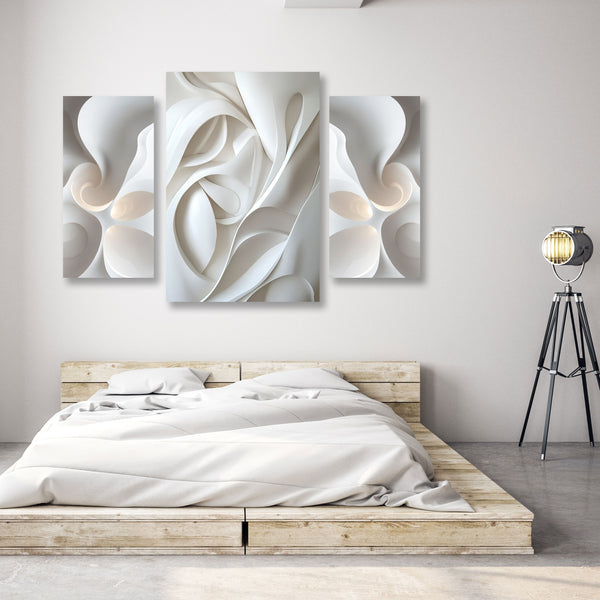 3D Illusion – White Sculptural 2D Art SET