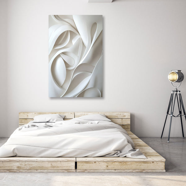 3D Illusion – White Sculptural 2D Art