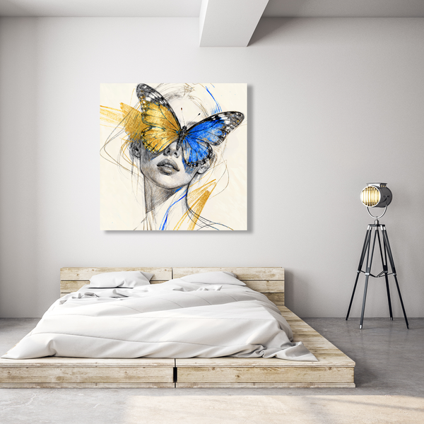 Abstract Woman Portrait with Butterfly