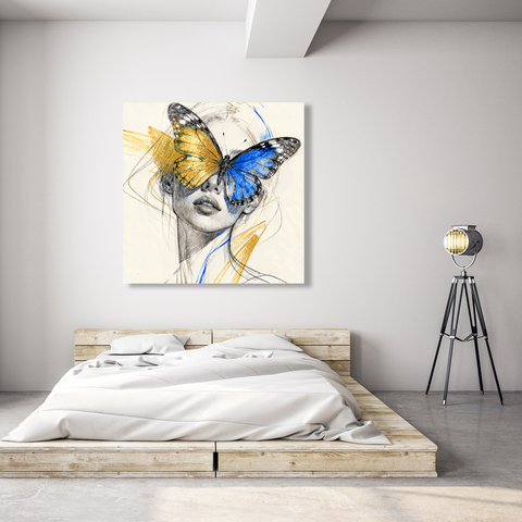 Abstract Woman Portrait with Butterfly