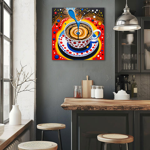 Multicolor Cup of Coffee, Kusama Inspired Art