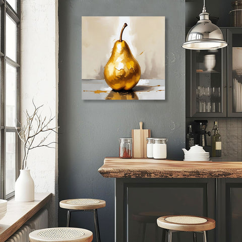 Gold Pear, Digital Art on Metal