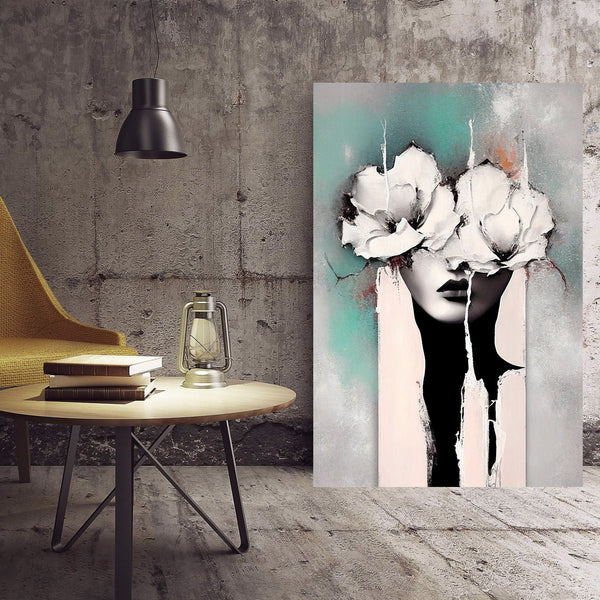 Portrait with White Flowers, Digital Art