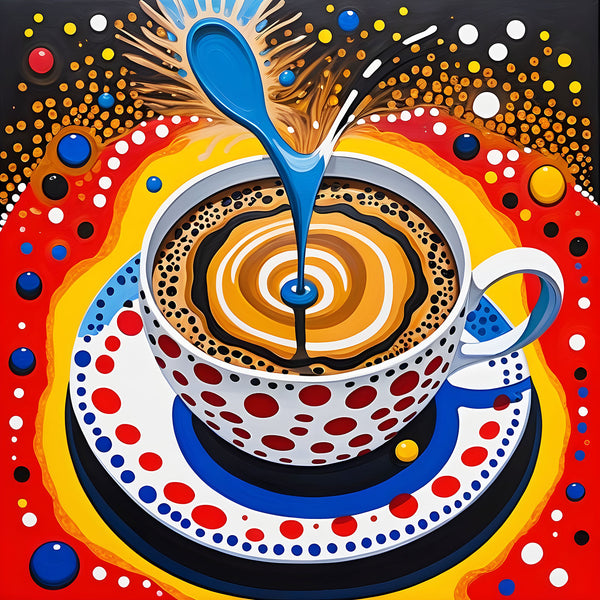 Multicolor Cup of Coffee, Kusama Inspired Art