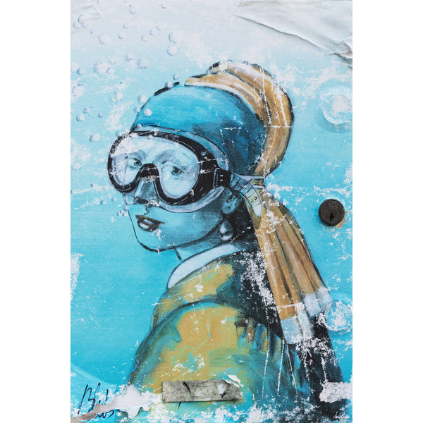 Girl with pearl earrings in goggles, Graffiti Street Art