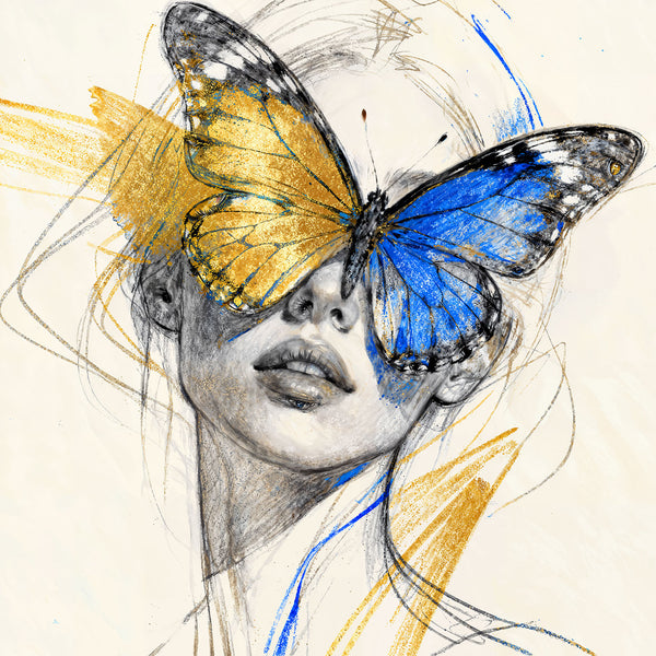 Abstract Woman Portrait with Butterfly