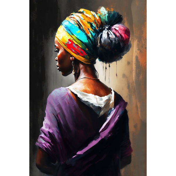 Black Woman With Colored Scarf, Painting