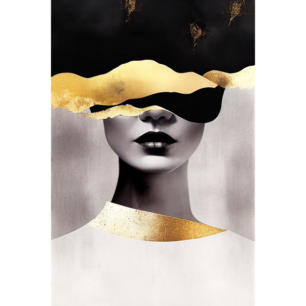Abstract Woman Portrait in Gold, Digital Art