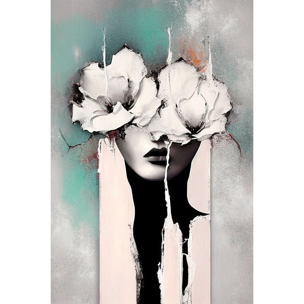 Portrait with White Flowers, Digital Art