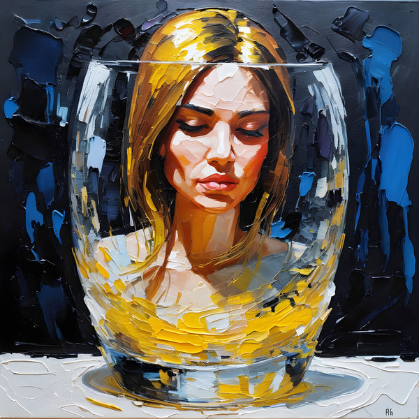 Abstract Woman Portrait in Glass, Digital Art