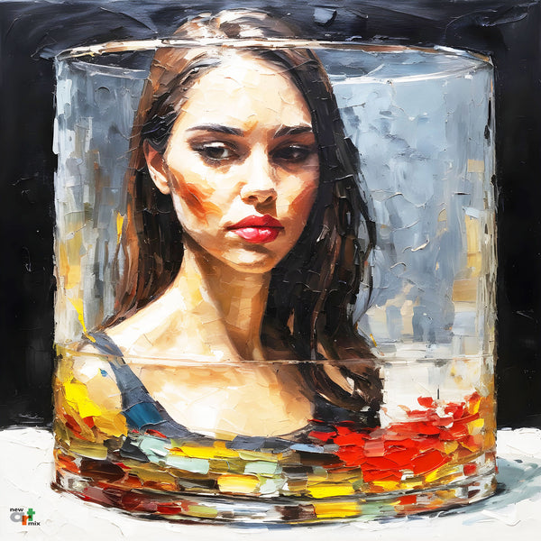 Abstract Woman Portrait in Glass, Digital Art