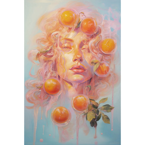 Abstract Woman portrait with oranges