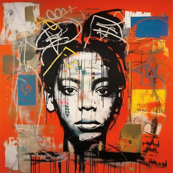 Abstract Black Girl In Basquat Style, Digital Art