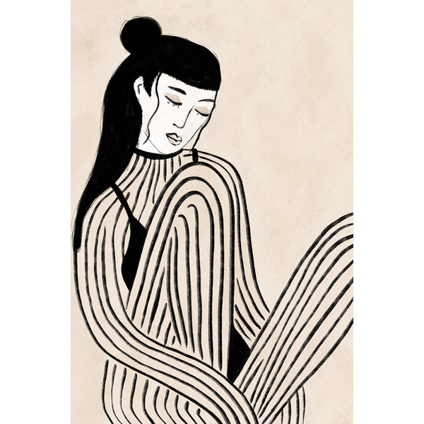 Sitting Woman, Sketch Black/White Art