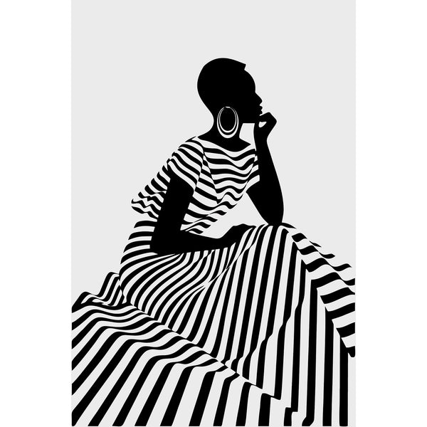 Abstract Black/White Striped Portrait
