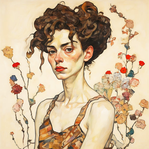 Egon SCHIELE Inspired Woman's Portrait