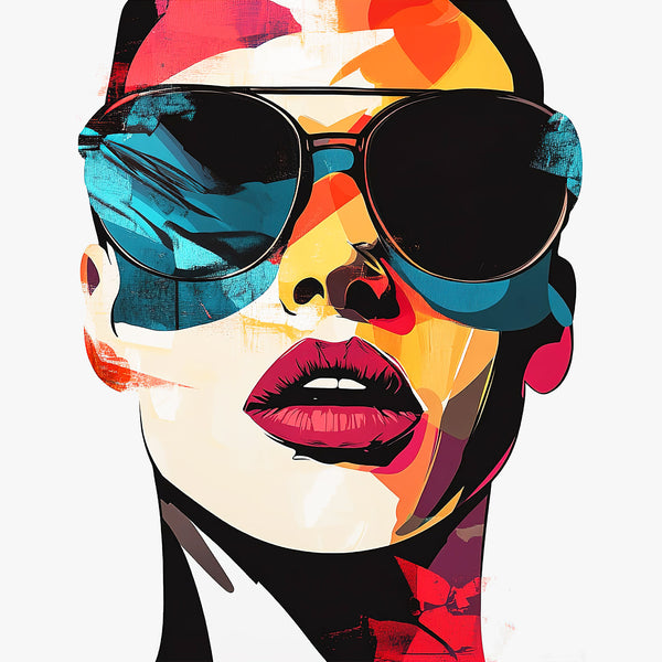 Multicolor Woman Face in Pop Style