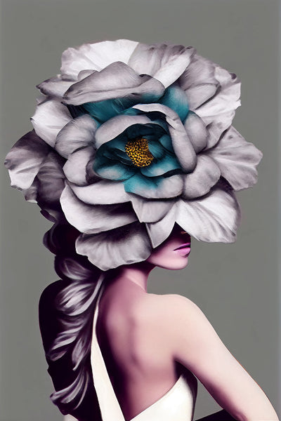 Woman Portrait with Flowers, Digital Art