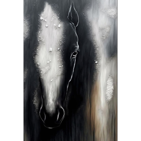 Horse Head on Abstract Background, Digital Painting
