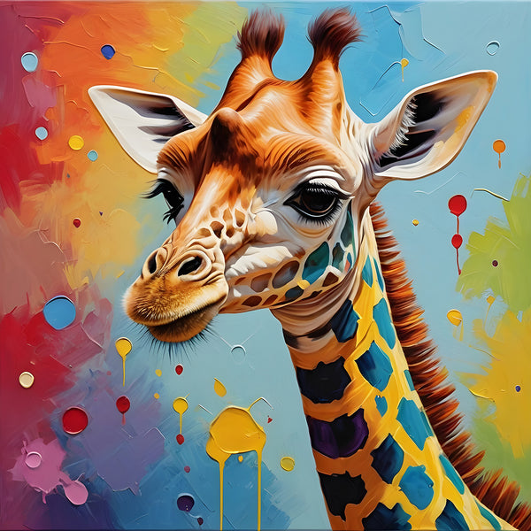 Multicolor Baby Giraffe, Kusama Inspired Art