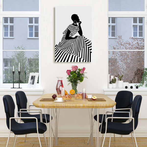 Abstract Black/White Striped Portrait