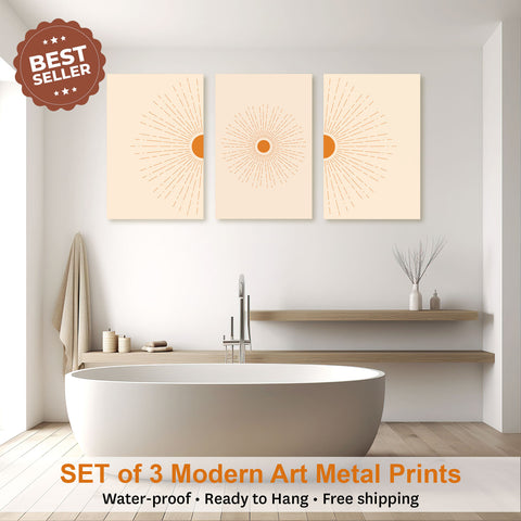 Sun, Mid-century Art Set of 3