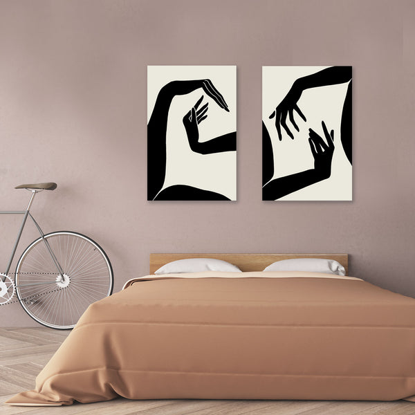 Abstract Hands, Black/White ART SET of 2