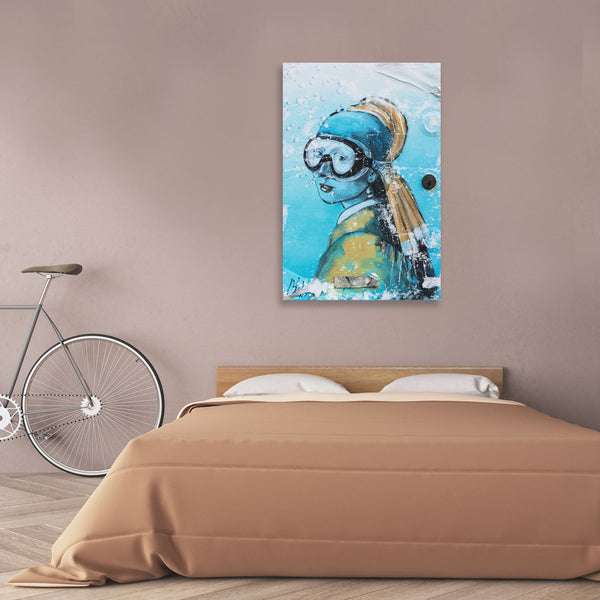 Girl with pearl earrings in goggles, Graffiti Street Art