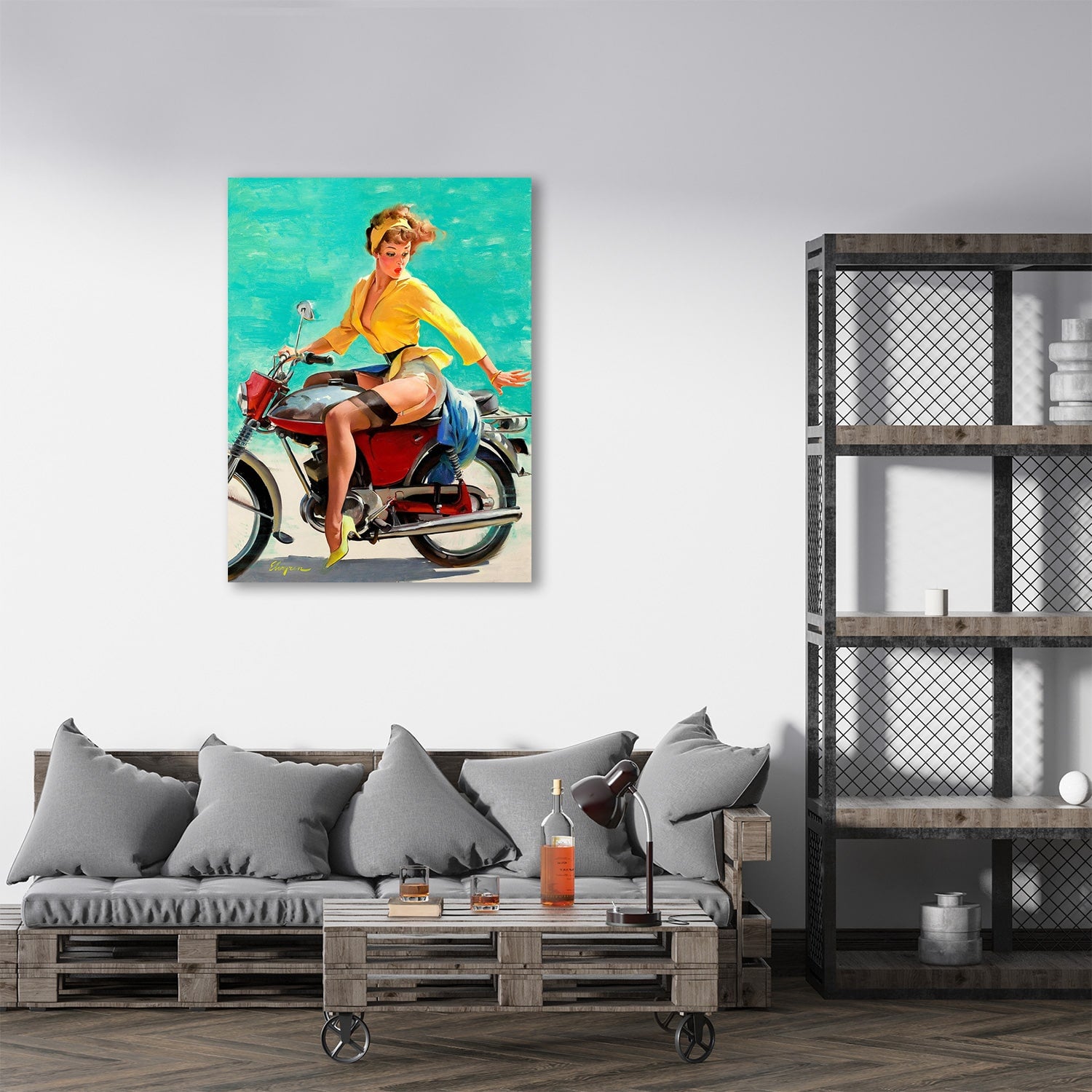 【中古】［CD］PIN-UP GIRL+シングルコレクション Pin-Up Girl by Gil Elvgren – Girl on the bike – Large Metal Wall