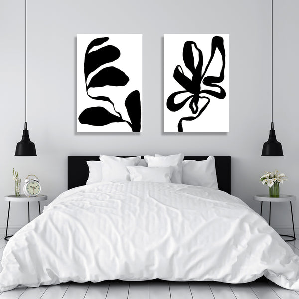 Abstract Plants in Scandinavian Style, ART SET of 2