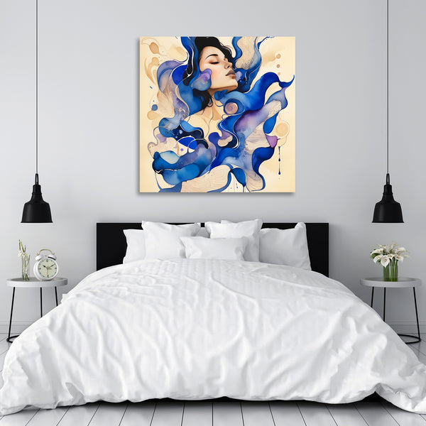 Blue Fantasy, Abstract Woman Portrait