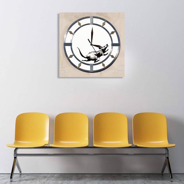 Art CLOCK, Banksy Clock with Rat