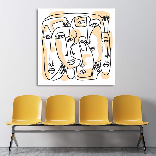 Abstract One Line Faces – Digital Art