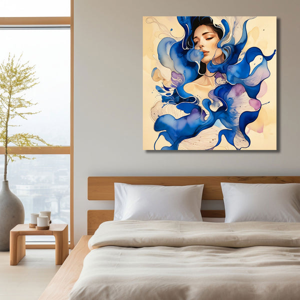 Blue Fantasy, Abstract Woman Portrait