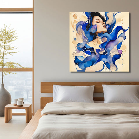 Blue Fantasy, Abstract Woman Portrait
