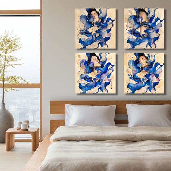 Blue Fantasy, Abstract Woman Portrait