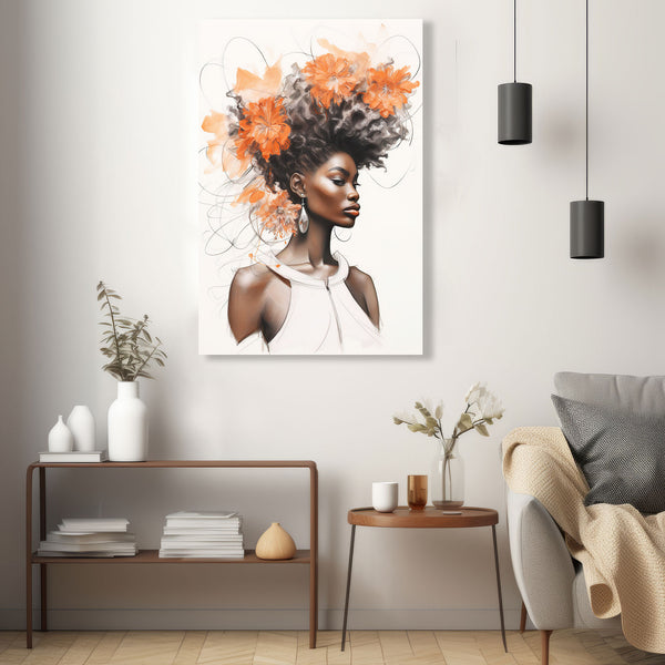 Beautiful Afro Woman, White Background