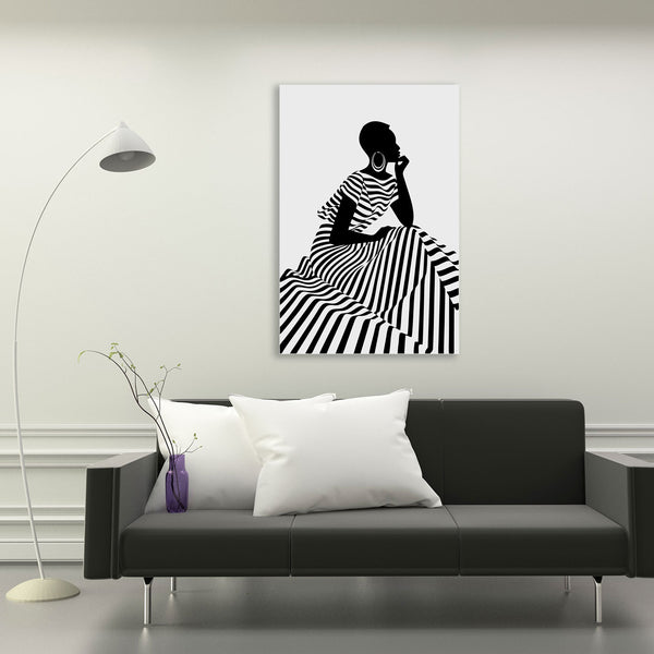 Abstract Black/White Striped Portrait