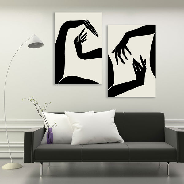 Abstract Hands, Black/White ART SET of 2