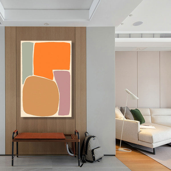 Modern living room with extra-large wall abstract art on a wall