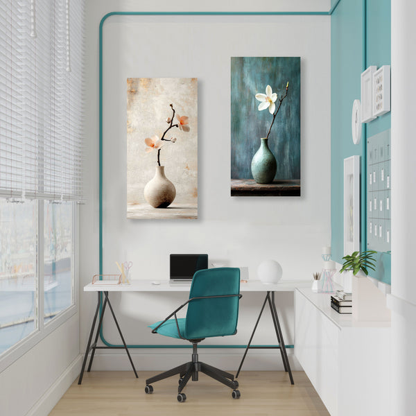 Modern office space with beautiful wall art set.