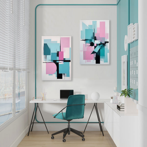 Blue City, Abstract Art Set