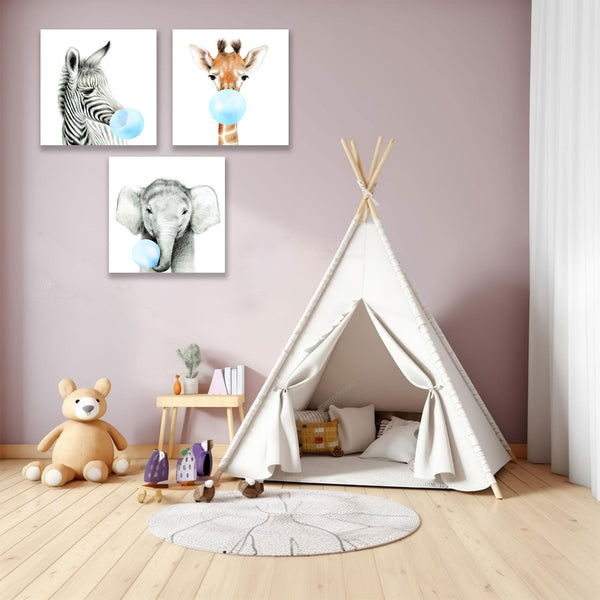 Baby Boy Safari Animals with Bubble, SET