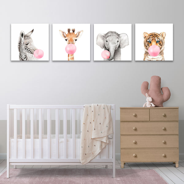 Baby Girl Safari Animals with Bubble, SET