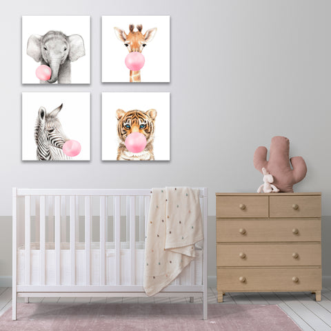 Baby Girl Safari Animals with Bubble, SET