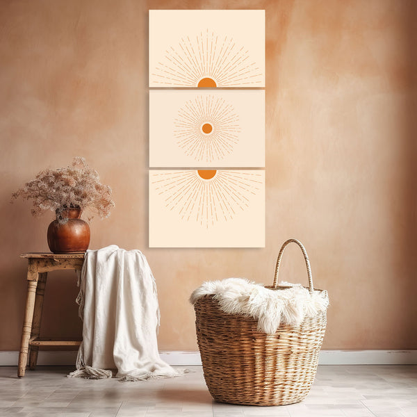 Sun, Mid-century Art Set of 3